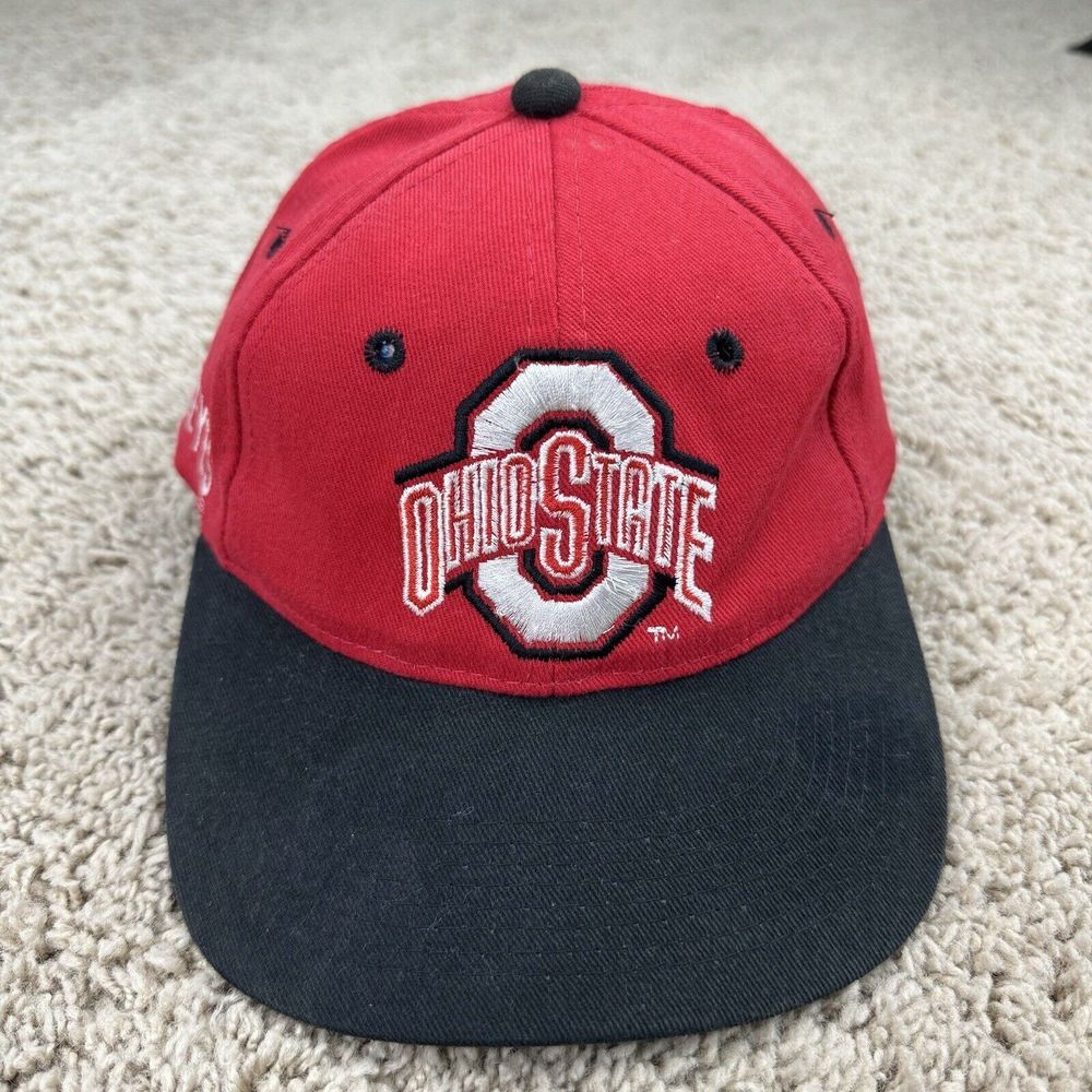 Vtg Ohio State Buckeyes Hat Covee Snapback Red Black Arch Team Logo 90's‎ Cap
